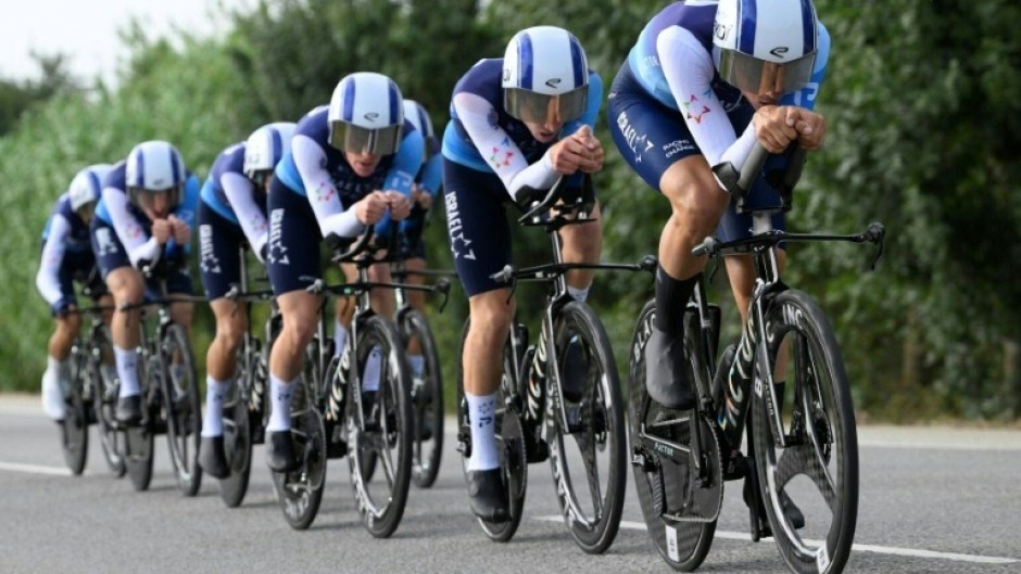 Israel Premier-Tech riders competing in the Vuelta a Espana race in Spain