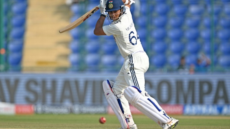 India's Yashasvi Jaiswal plays a shot during the second day of the second Test