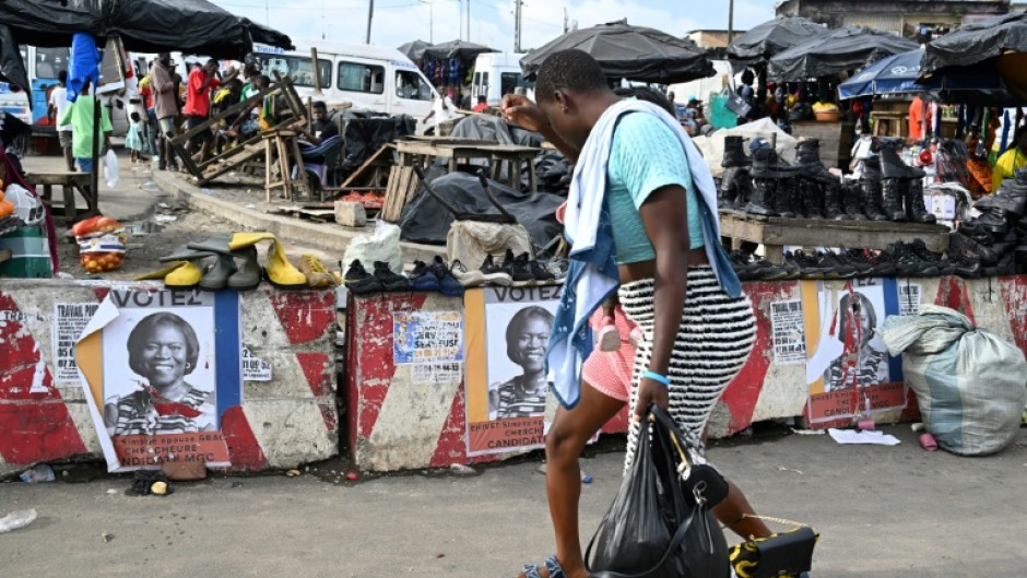 Campaign posters for Laurent Gbagbo's ex-wife Simone in the strategic election constituency of Yopougon