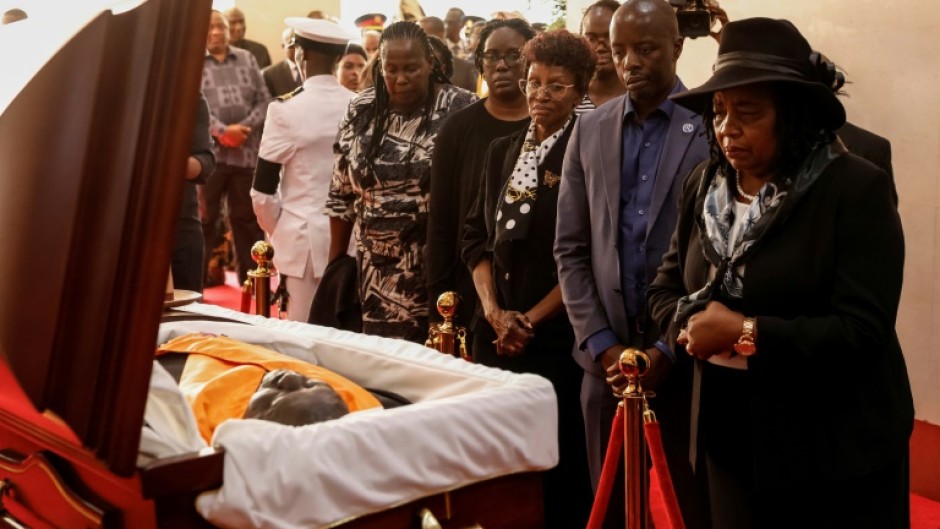 Raila Odinga's family saw him lying in state at a Nairobi stadium