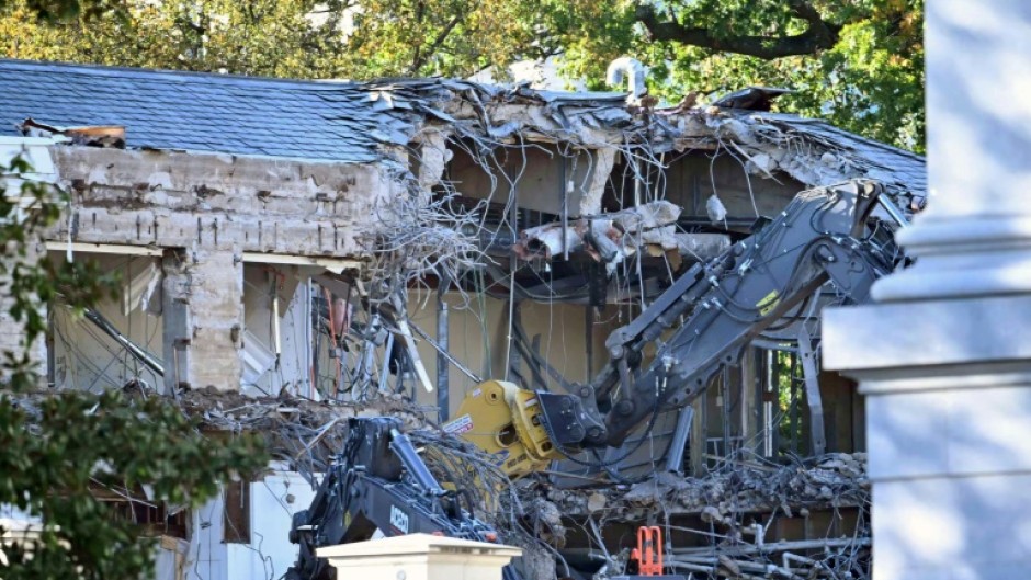 Heavy machinery began tearing down a section of the East Wing of the White House as construction commenced on President Donald Trump’s planned ballroom