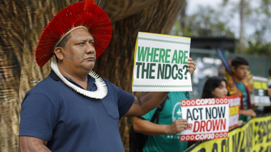 Indigenous activists protested in Brasilia on October 14 during the pre-COP30 preparatory meeting