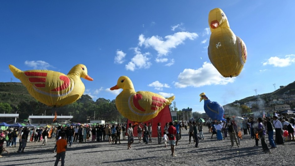 Bird-shaped hot air balloons released during the Tazaungdaing Lighting Festival in Taunggyi in Myanmar's northeastern Shan State