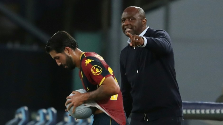 Patrick Vieira gestures as Genoa lose in Naples in October