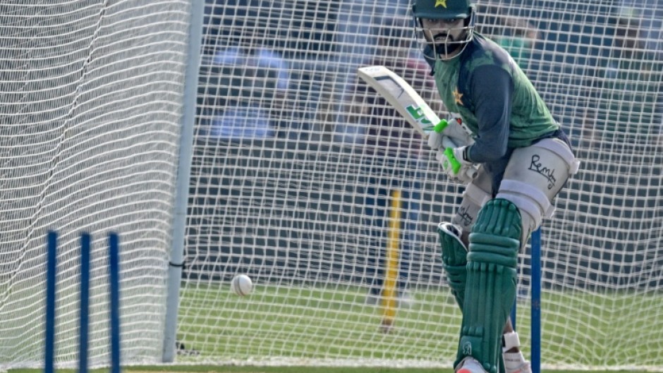 Pakistan's Babar Azam attends a practice session on the eve of their first ODI against South Africa at Iqbal Stadium in Faisalabad