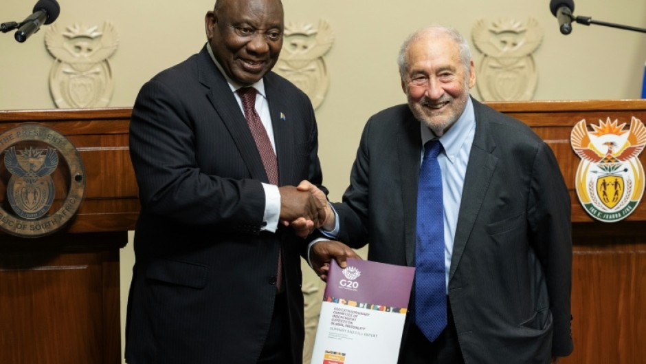 Leading economist Joseph Stiglitz handed the report on global inequality to President Cyril Ramaphosa