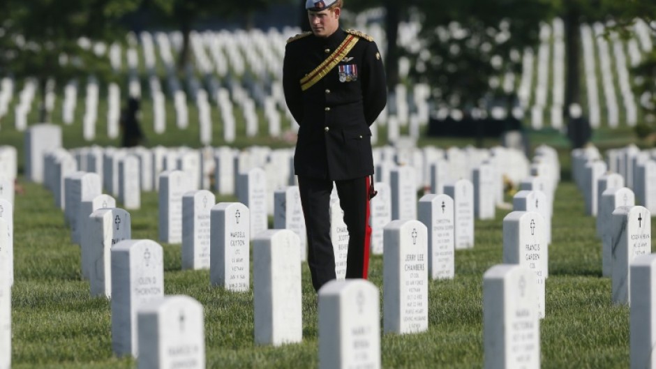 Prince Harry visited a section of Arlington National Cemetery in Virginia in May 2013 where veterans of the wars in Iraq and Afghanistan are buried