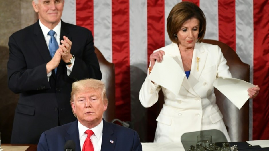 Pelosi rips up the State of the Union speech delivered by President Donald Trump in February 2020