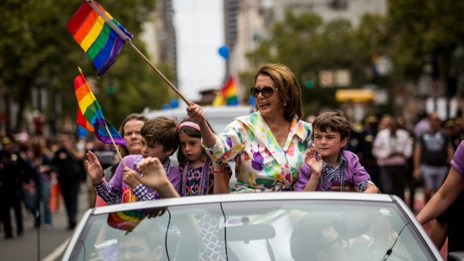 Pelosi, a liberal who pursued compromises as House speaker, rides in San Francisco's annual gay pride parade in June 2015