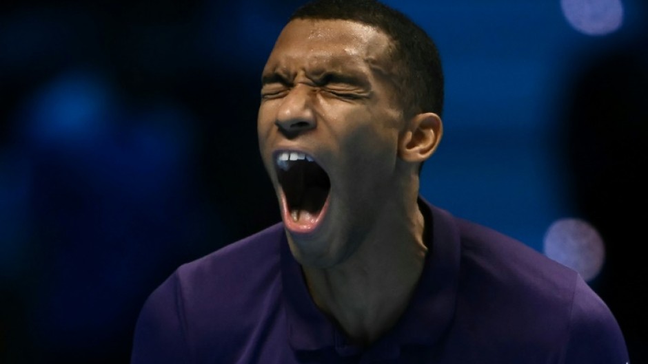 Felix Auger-Aliassime celebrates after beating Ben Shelton