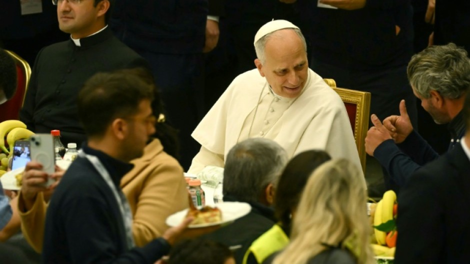 Pope Leo lunched with more than 1,300 homeless and disadvantaged people, disabled people and refugees
