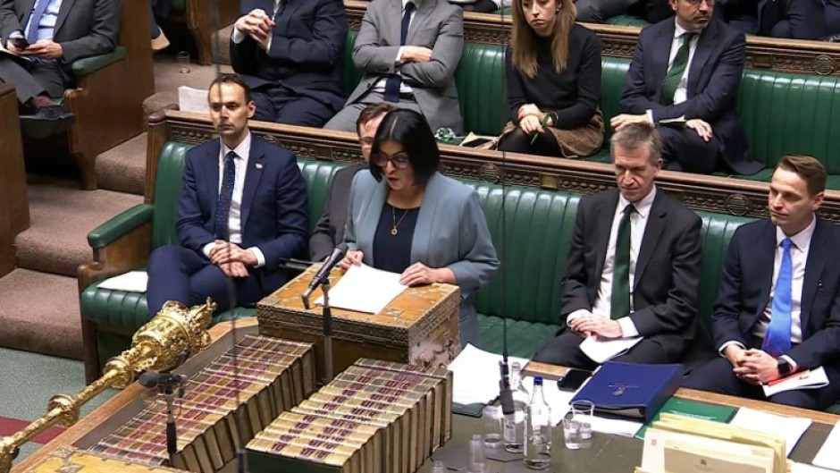 Britain's Home Secretary Shabana Mahmood makes a statement on sweeping changes to the UK's asylum system, including drastically cutting protections for refugees and their children