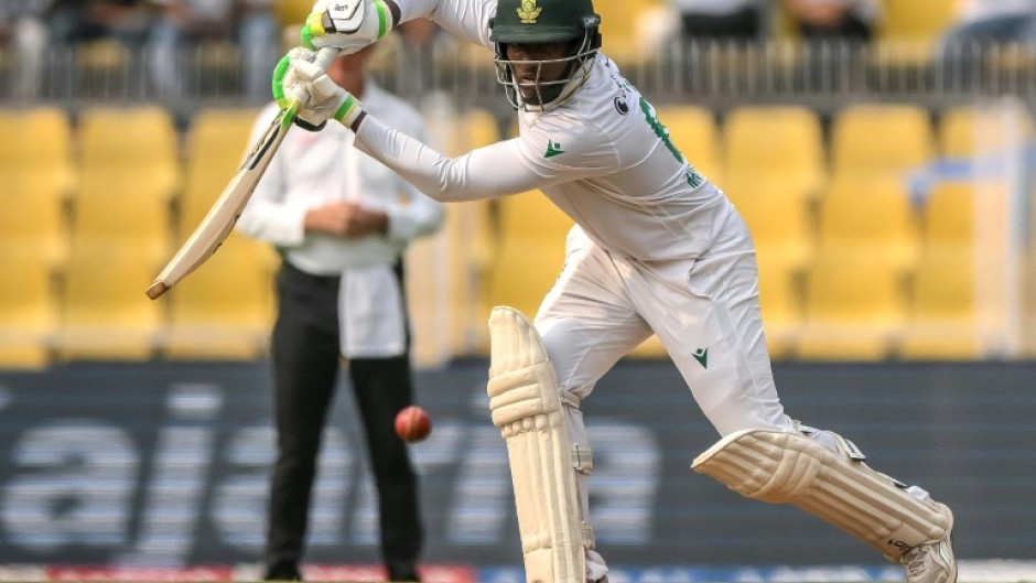 South Africa's Senuran Muthusamy on his way to fifty against India