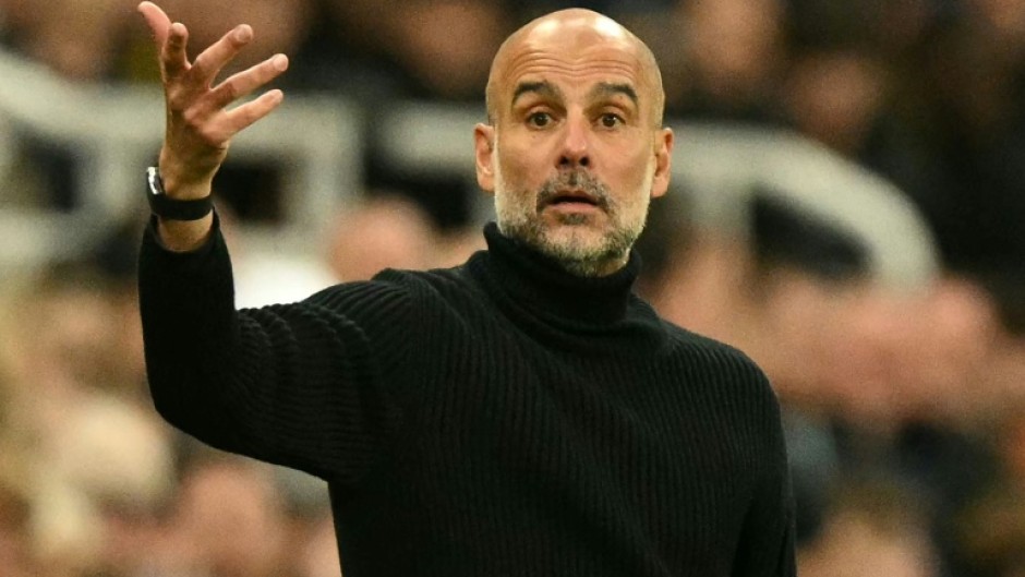 Manchester City manager Pep Guardiola gestures on the touchline during his team's defeat at Newcastle
