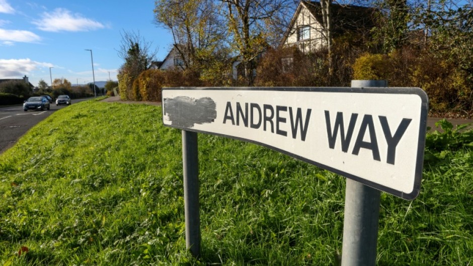 One of the nameplates still bearing the ex-prince's name was daubed with black paint several months ago, according to residents
