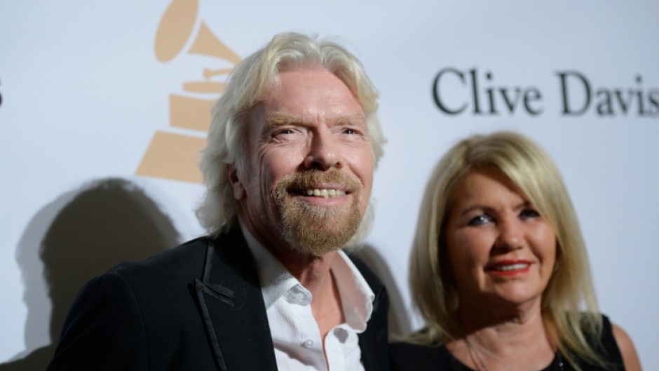 Billionaire Richard Branson and his wife, Joan Templeman, at a 2016 pre-Grammy gala