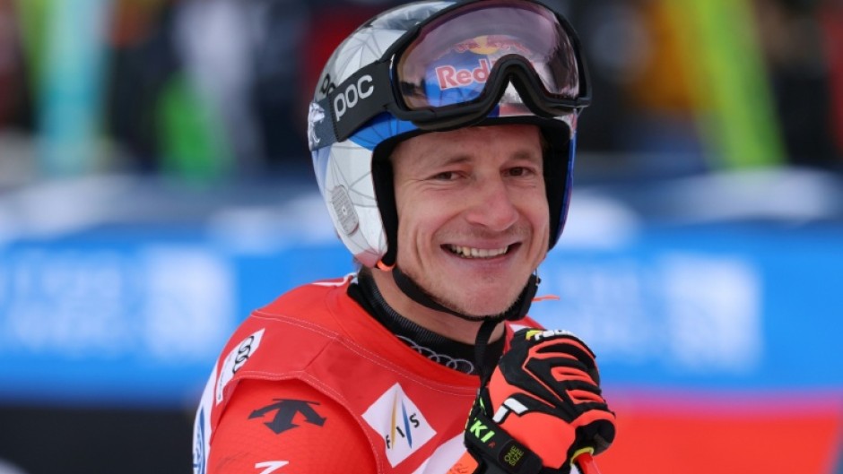 Switzerland's Marco Odermatt reacts after his victorious run in the alpine men's super-G at Copper Mountain, Colorado
