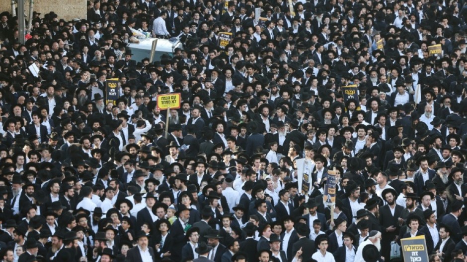 Ultra-Orthodox Jews protesting against conscription into Israel's armed forces