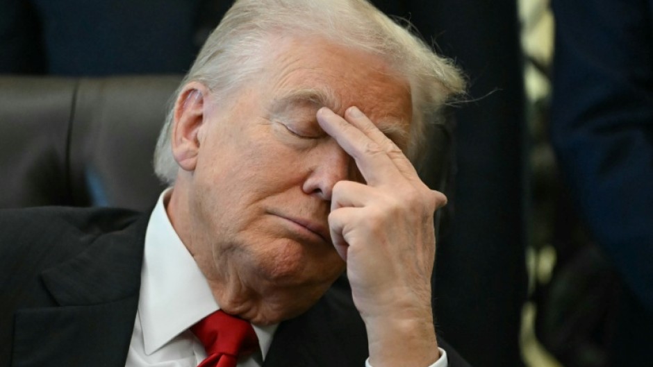 Trump also had his eyes shut at points during an Oval Office event in November