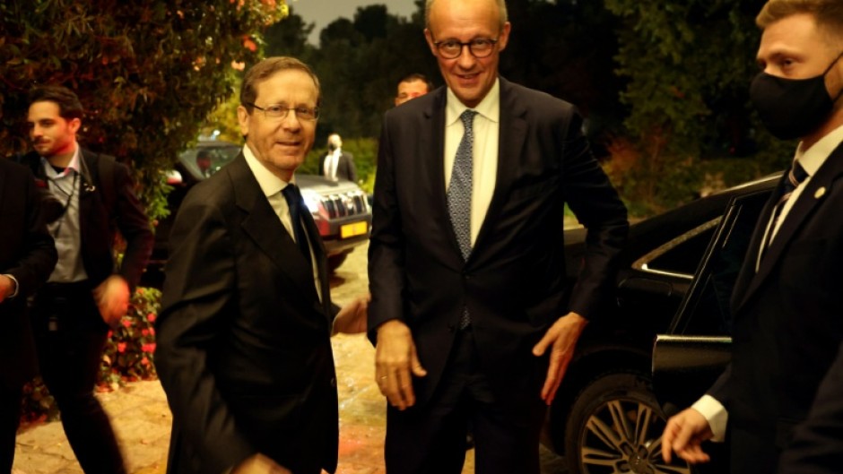 Merz met Israeli President Isaac Herzog in Jerusalem soon after his arrival