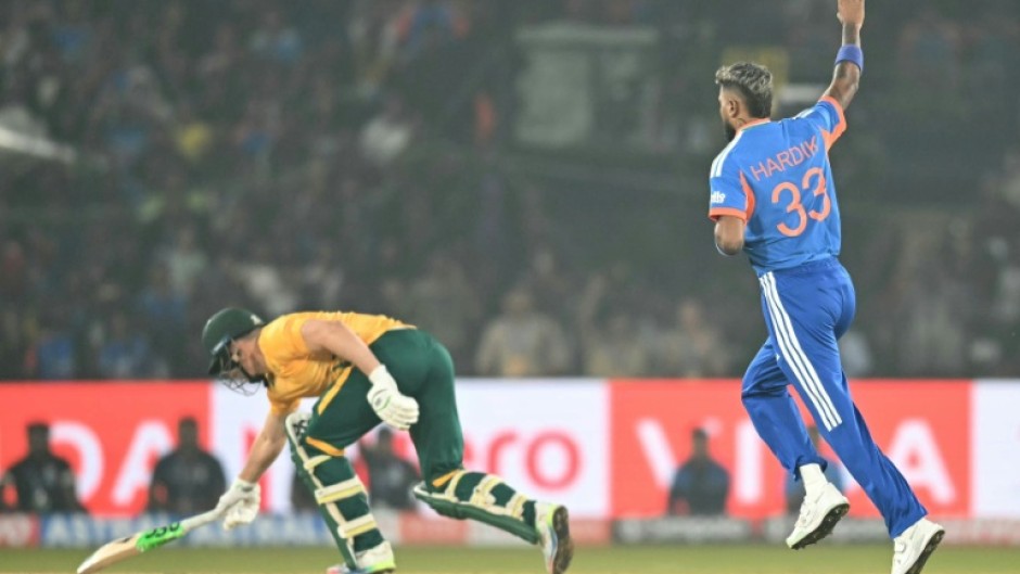India's Hardik Pandya (R) had South Africa's David Miller out for one with his first ball