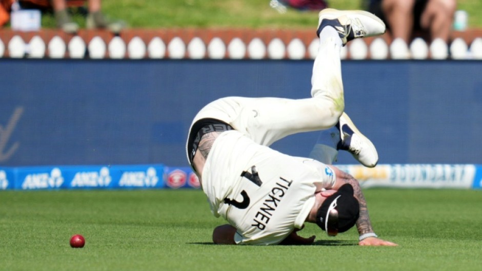Blair Tickner went down heavily while fielding