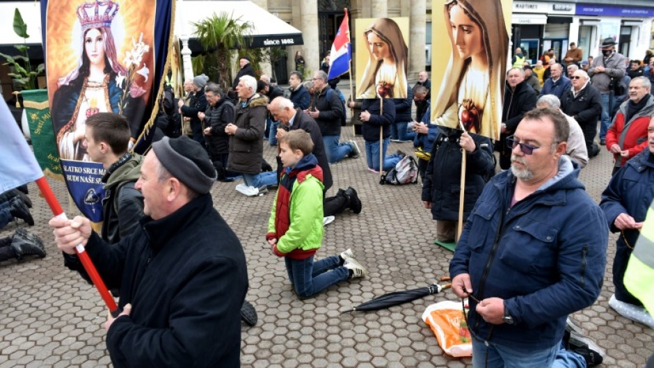 The prayers, led by the conservative Catholic men's group 'Be Manly', have been held monthly since 202