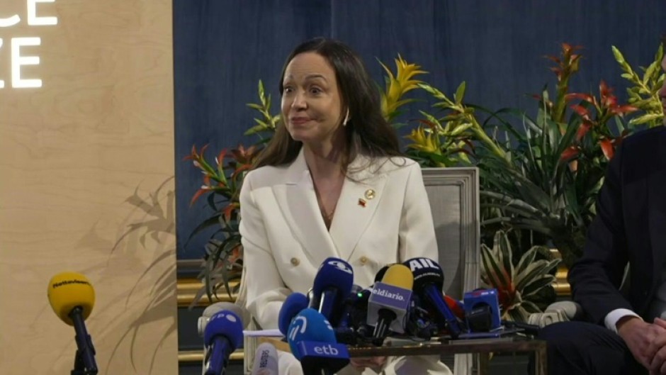 Machado gave a news conference in Oslo