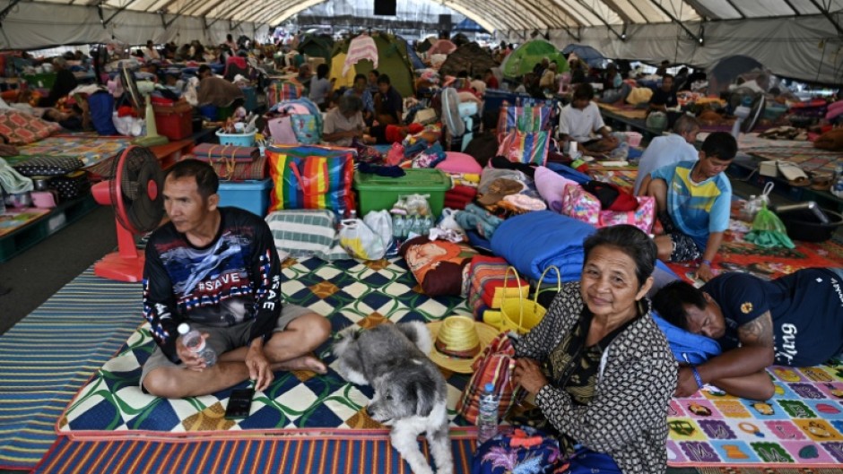 Displaced Thais at an evacuation centre in Buriram province