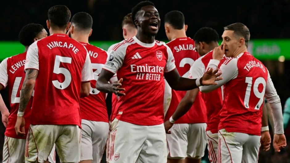 Bukayo Saka's (C) corner was tipped onto the post by Wolves goalkeeper Sam Johnstone but it rebounded off him and into the net for an own goal