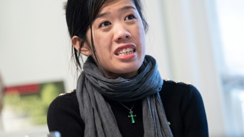 Claire Lai, daughter of jailed Hong Kong publisher and democracy activist Jimmy Lai, speaks in Washington