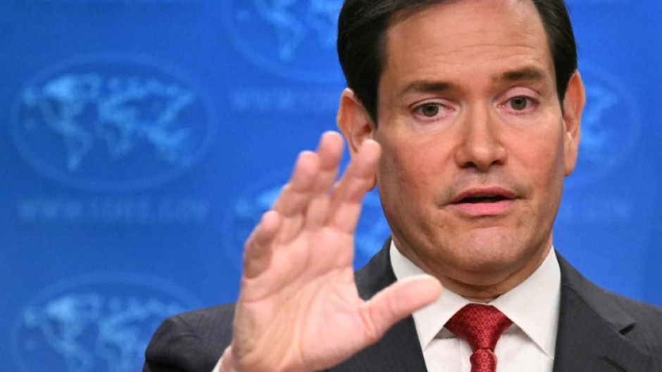 US Secretary of State Marco Rubio speaks during an end-of-year press conference