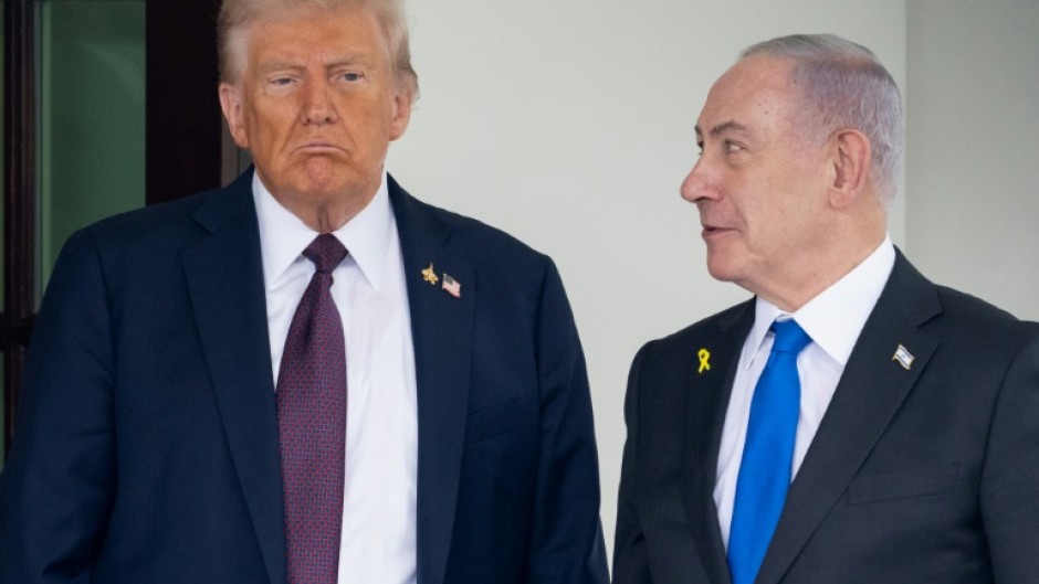 Israeli Prime Minister Benjamin Netanyahu (R) will meet with President Donald Trump -- their fifth such meeting in the United States this year