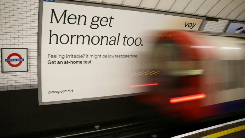 Adverts for at-home tests for low testosterone have appeared on the London Underground