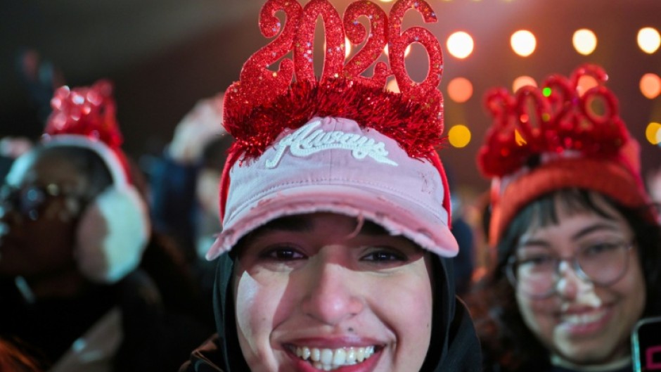 People celebrate the New Year 2026 at the Juyongguan Great Wall, Beijing, on December 31, 2025