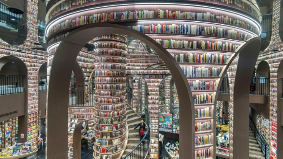 A woman visits a bookstore in Chengdu, in southwestern China's Sichuan province