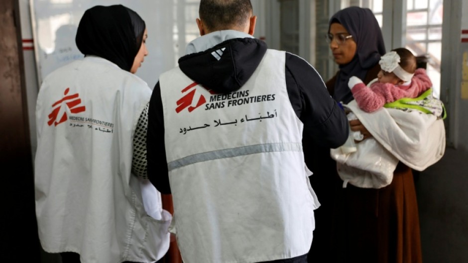 The ban includes Doctors Without Borders (MSF), which has 1,200 staff members in the Palestinian territories -- the majority of whom are in Gaza
