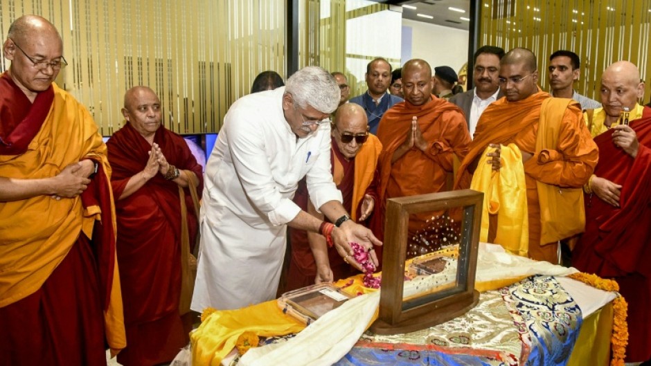 India's Minister of Culture Gajendra Singh Shekhawat performed a ritual in July to mark the the repatriation of the Piprahwa relics, which have since been displayed in public at an exhibition in New Delhi