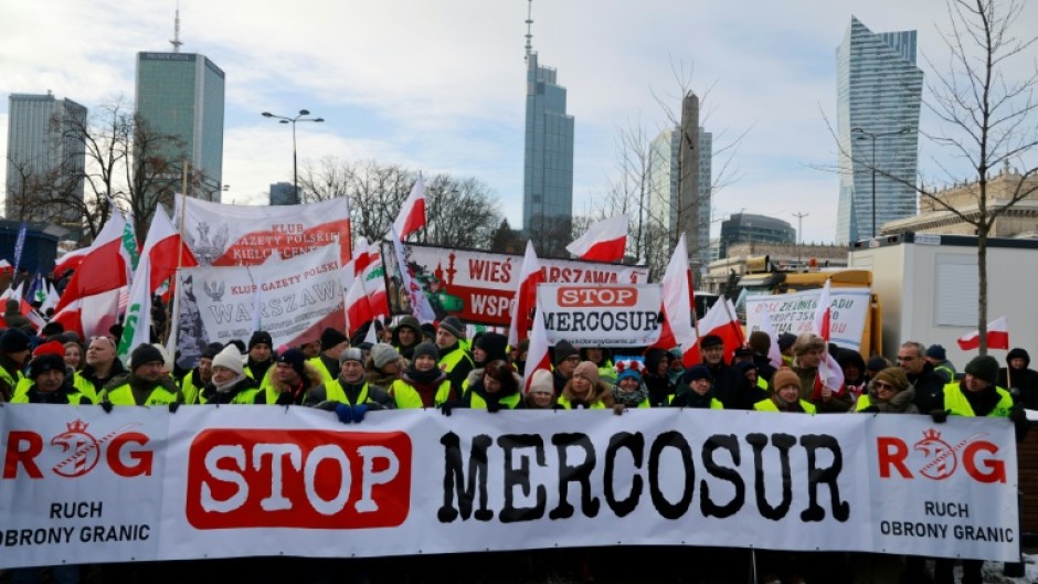 Many arrived on tractors but were blocked from entering the capital