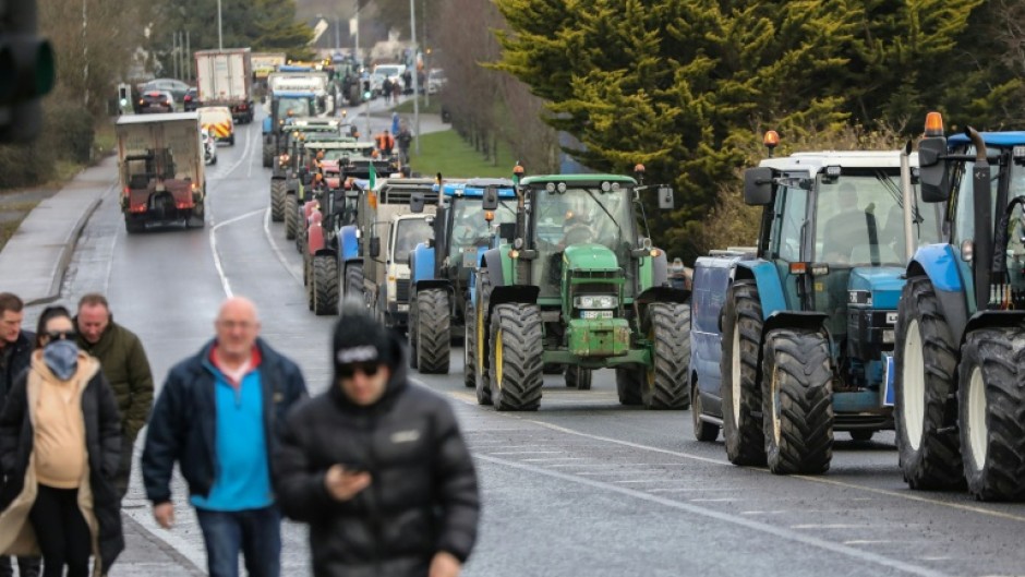 Tractors streamed into the roads of Athlone, in central Ireland, for the demonstration against the EU-Mercosur trade deal