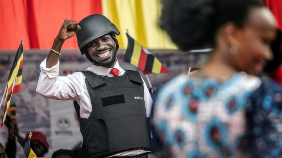 Opposition leader Bobi Wine has appeared in a flak jacket throughout the campaign to highlight the violence of the state