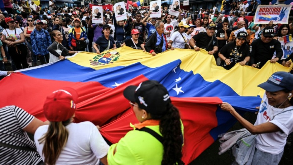 Hundreds of protesters rallied in Caracas