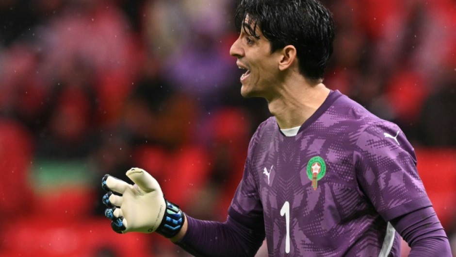 Morocco goalkeeper Yassine 'Bono' Bounou reacts during the Africa Cup of Nations group match against Comoros.
