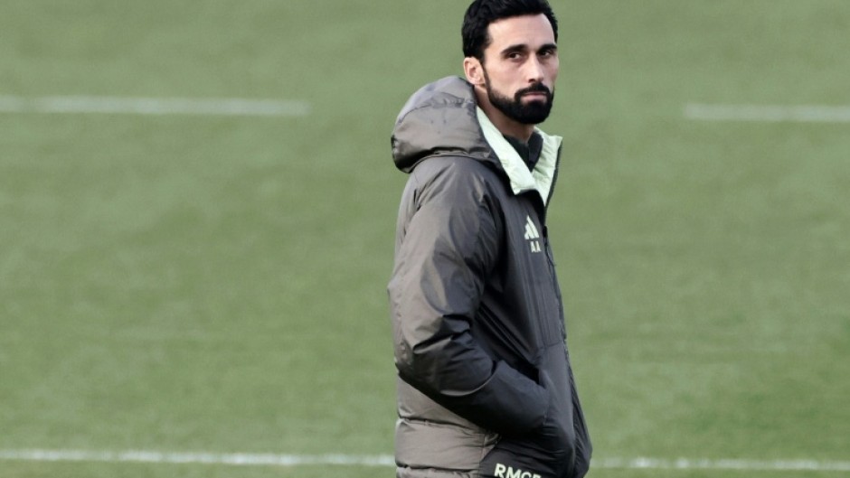 Real Madrid's new coach Alvaro Arbeloa leads a training session on Tuesday as he prepares the team for the Copa del Rey last 16 clash at Albacete