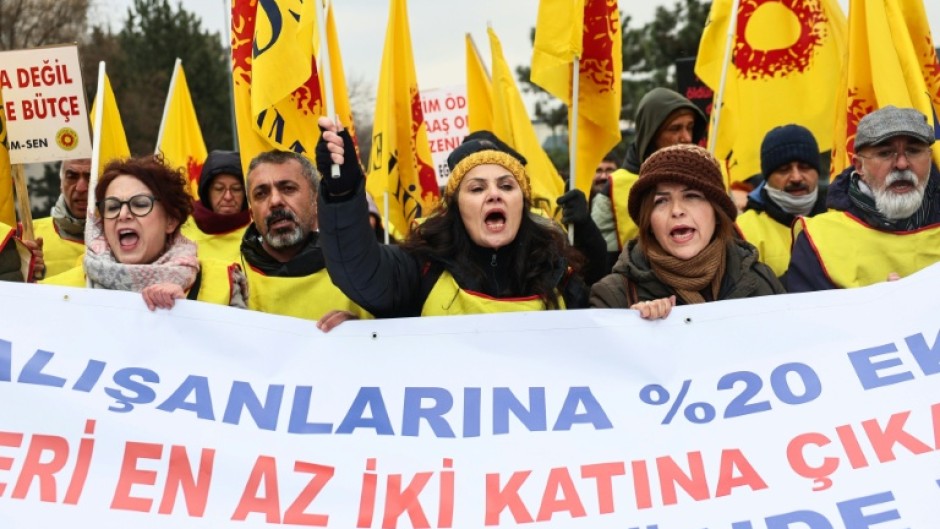 'We are facing growing poverty,' the demonstrators said, demanding a realistic pay rise to cope with soaring prices