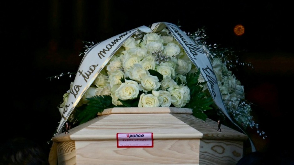The coffin of Chiara Costanzo, 16, one of the Italian victims of the Crans-Montana fire