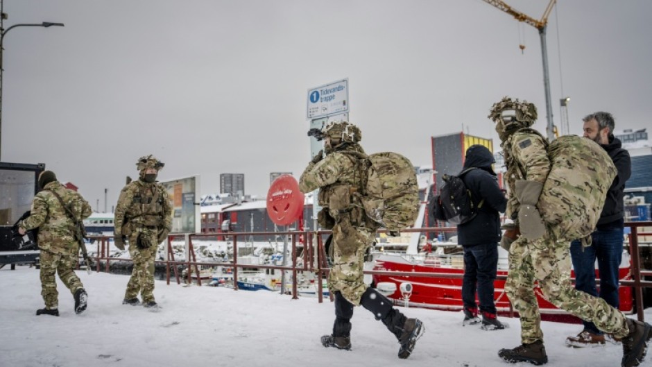 Danish soldiers disembark in Nuuk, Greenland, on January 18, 2026, as US President Donald Trump steps up his threats to take the Arctic territory from NATO ally Denmark