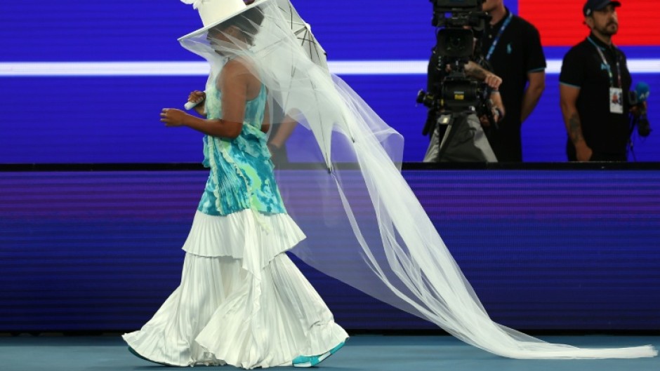 Naomi Osaka arrives for her match against Croatia’s Antonia Ruzic in style