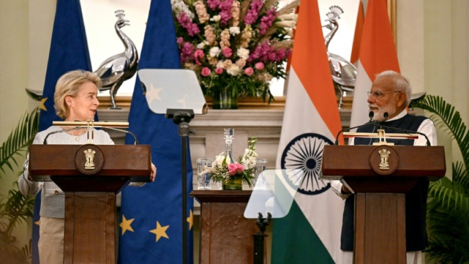 European Commission head Ursula von der Leyen and Indian Prime Minister Narendra Modi met in February 2025 in New Delhi as the two economic behemoths sought to forge closer ties