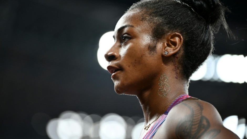 US sprinter Sha'carri Richardson reacts during the women's 100m semi-final at the 2025 World Athletics Championships